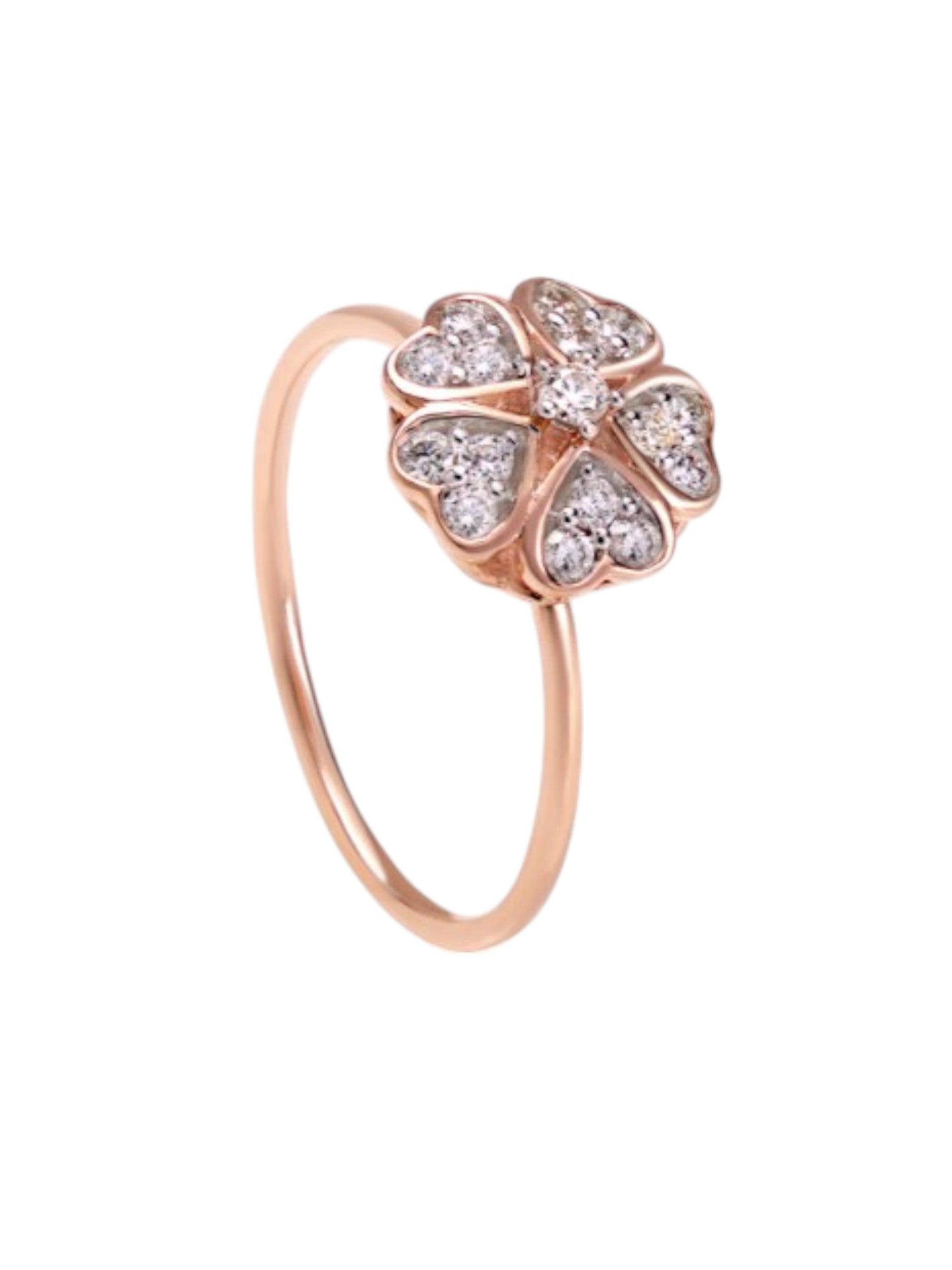 Floral Fete 925 Sterling Silver Rose Gold Plated CZ Stone Light Weight Ring For Women By Kesardeep
